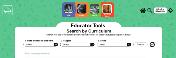 Educator curriculum search tool