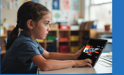Student using Spark on a tablet